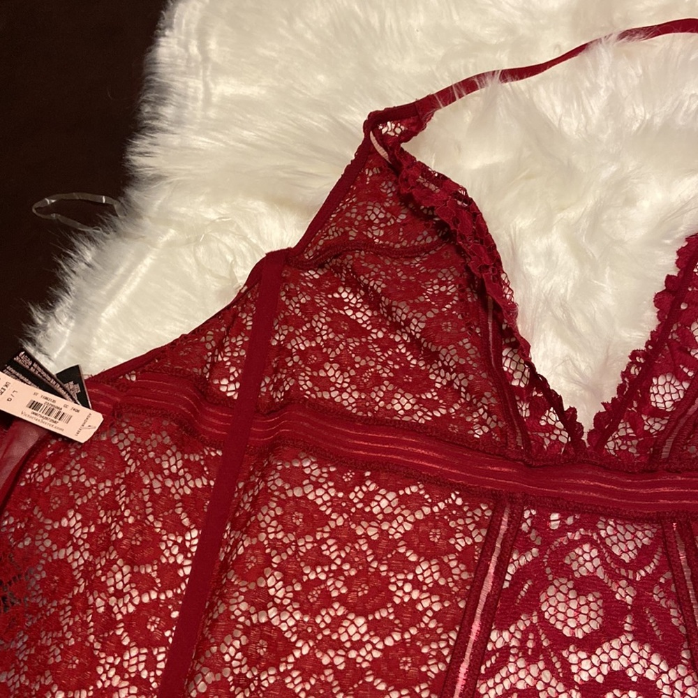 VS NWT Victoria’s Secret red very sexy lace garter slip size L large lingerie - Picture 6 of 8